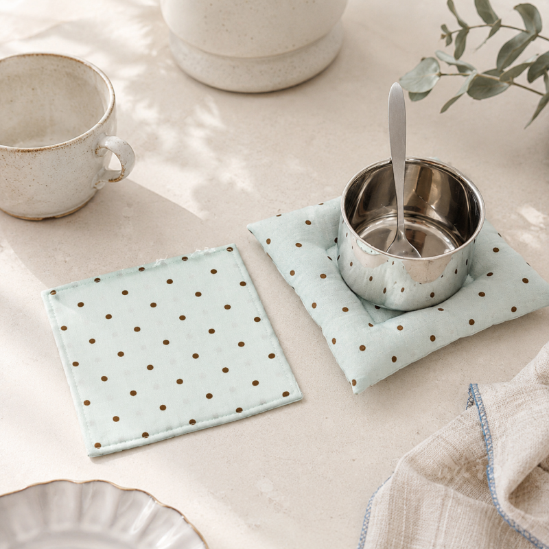 CouldNook Polka Dot Quilted Fabric Placemat - Tabletop Home Coaster