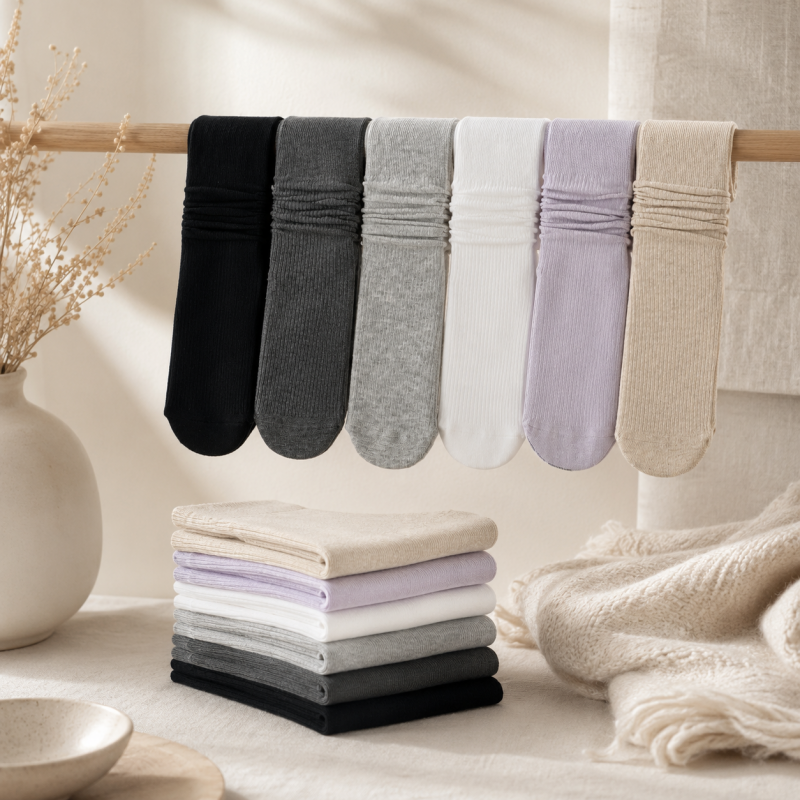 CouldNook Cozy Ribbed Solid Crew Socks - Drawer Display Accent
