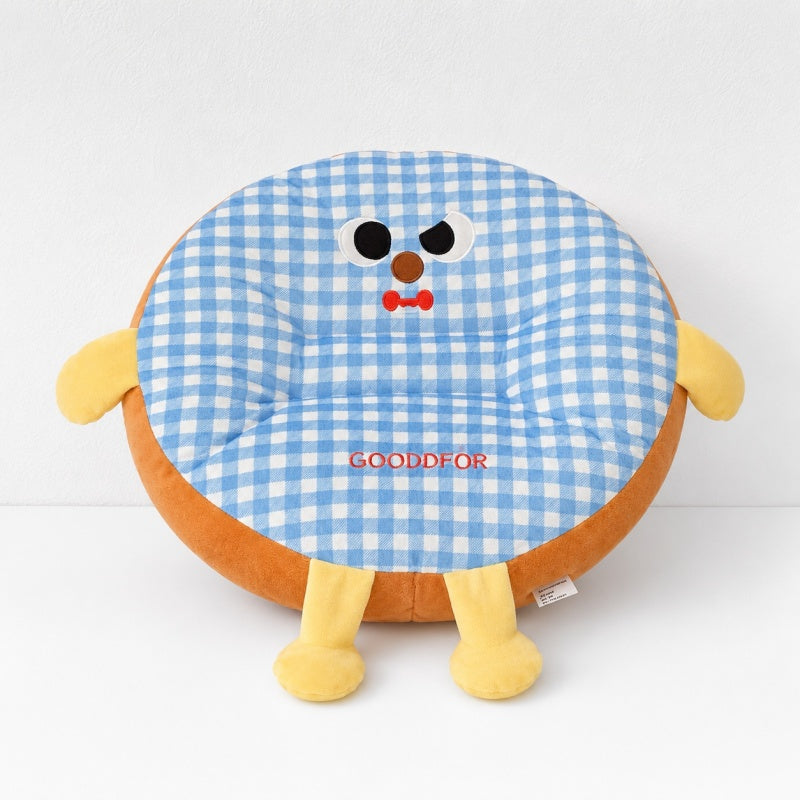 CouldNook Cozy Plaid Plush Round Shaped Seat Cushion - Soft Scalloped Chair Pad