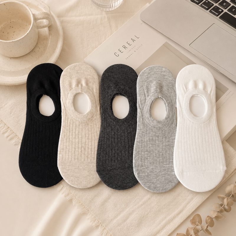 CouldNook Cozy Ribbed No-Show Liner Socks - Everyday Shoe Basic