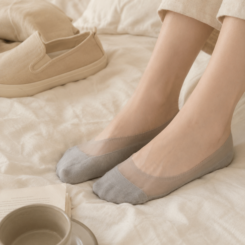 CouldNook Sheer Lace No Show Footie Socks - Flat Shoe Helper