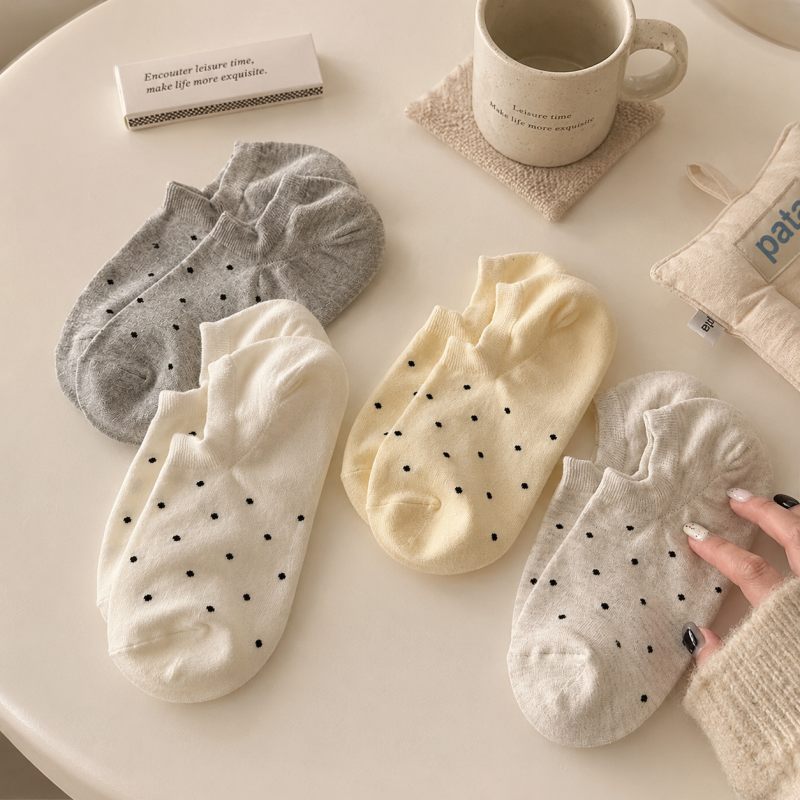 CouldNook Cozy Tiny Dot No-Show Socks - Low-Cut Drawer Accent
