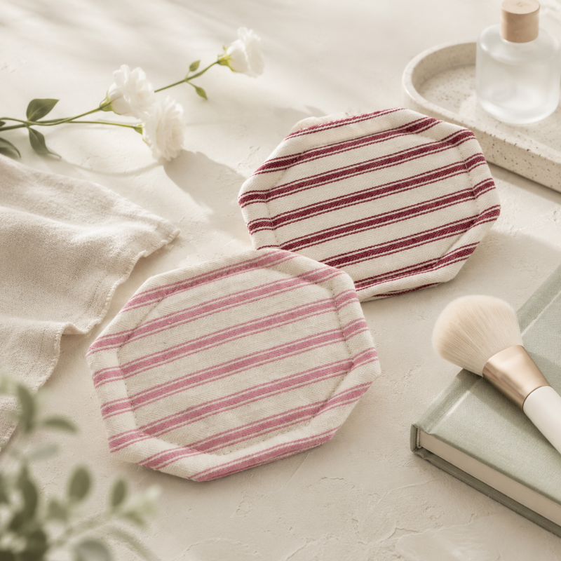 CouldNook Striped Octagonal Coaster - Aesthetic Fabric Cup Mat
