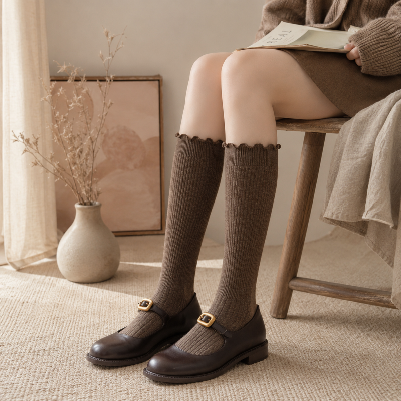 CouldNook Ribbed Boot Crew Socks - Everyday Shoe Accent