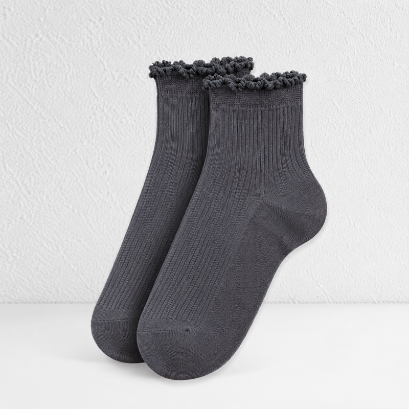 CouldNook Cozy Ruffle Ribbed Ankle Socks - Soft Sneaker Accent