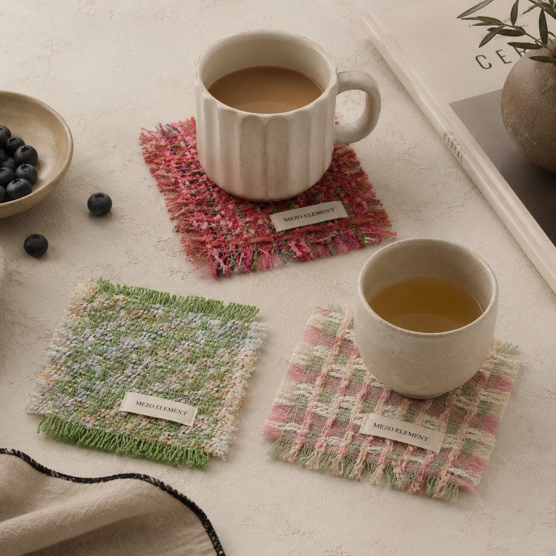 CouldNook Fringed Woven Coaster - Aesthetic Nordic Cup Mat