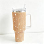 CouldNook 40oz Rhinestone Tumbler-Stainless Steel Vacuum Insulated Ice Tumbler with Handle & Straw