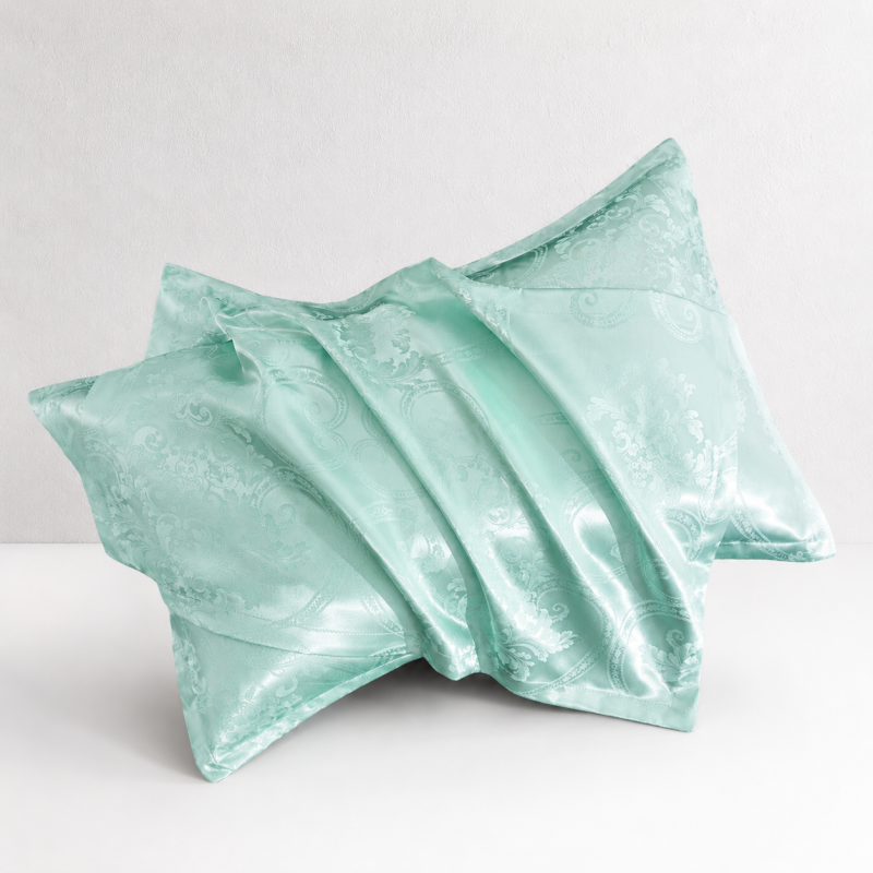 CouldNook Silky Satin Jacquard Cotton Pillowcase 2PCS Set - Elegant Patterned Home Bedding