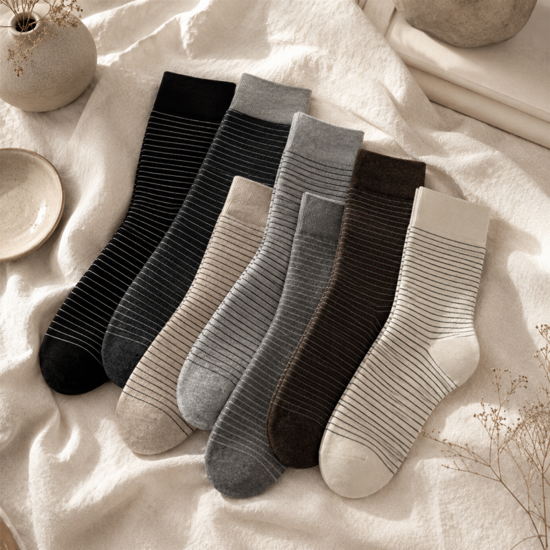 CouldNook Ribbed Neutral Crew Socks - Everyday Boot Accent