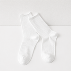 CloudNook Breathable Cotton Pointelle Solid Mid-Calf Crew Socks