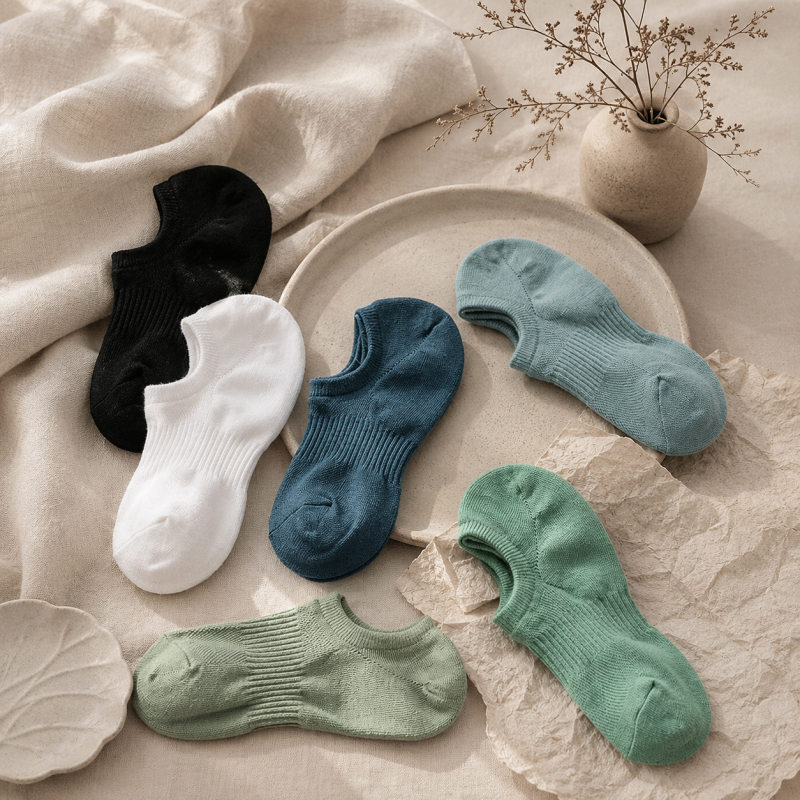 CouldNook Men Shell Texture No Show Socks - Footwear Helper