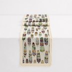 CouldNook French Feather Pattern Table Runner - Elegant Tassel Decor