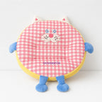 CouldNook Cozy Plaid Plush Round Shaped Seat Cushion - Soft Scalloped Chair Pad