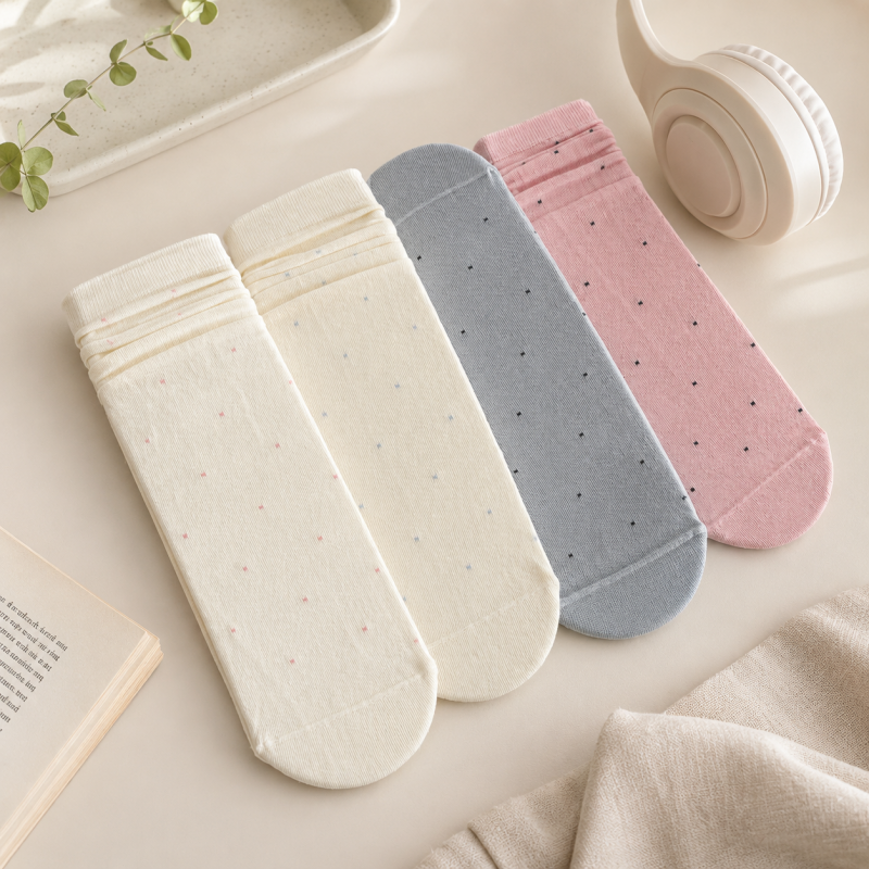 CouldNook Cozy Dot Pattern Crew Socks - Everyday Drawer Accent