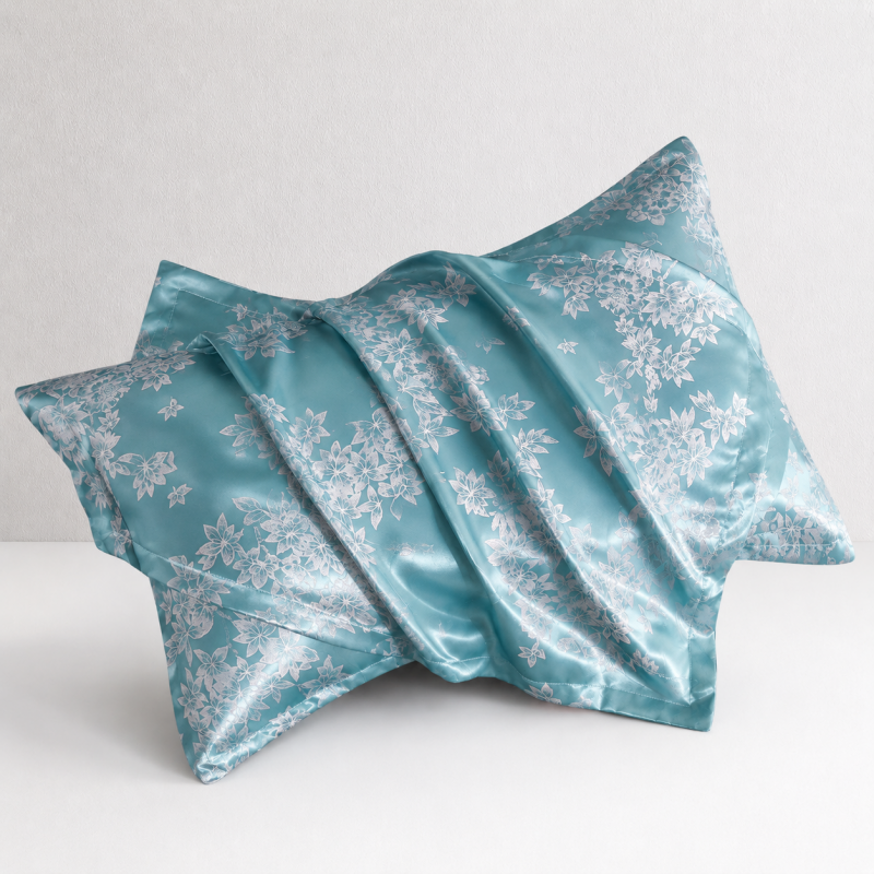 CouldNook Silky Satin Jacquard Cotton Pillowcase 2PCS Set - Elegant Patterned Home Bedding