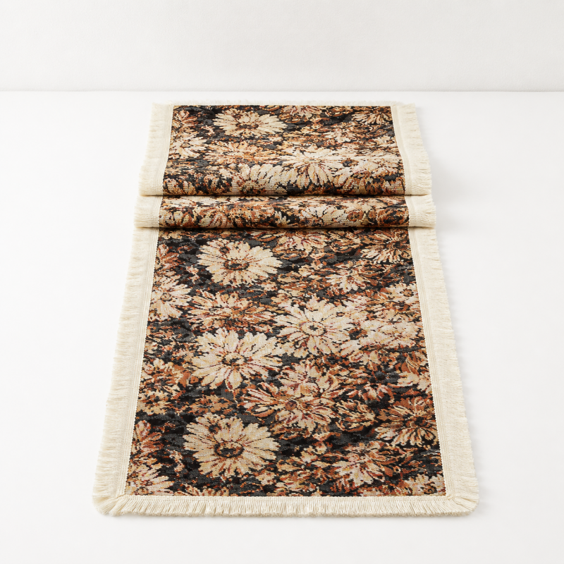 CouldNook French Garden Pattern Table Runner - Elegant Tassel Decor