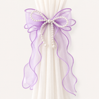 CouldNook Lace Embroidery Bow Curtain Tieback 2PCS Set - Window Styling Accent
