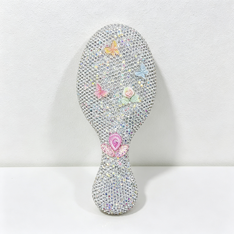 CouldNook Flower Stone Set Bamboo-Look Hair Brush - Handheld Grip Profile