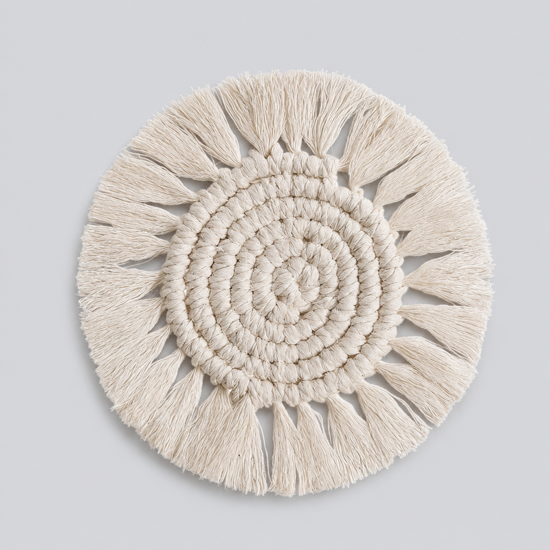 CouldNook Woven Tulip Cotton Coaster - Artistic Heat-Insulating Mat
