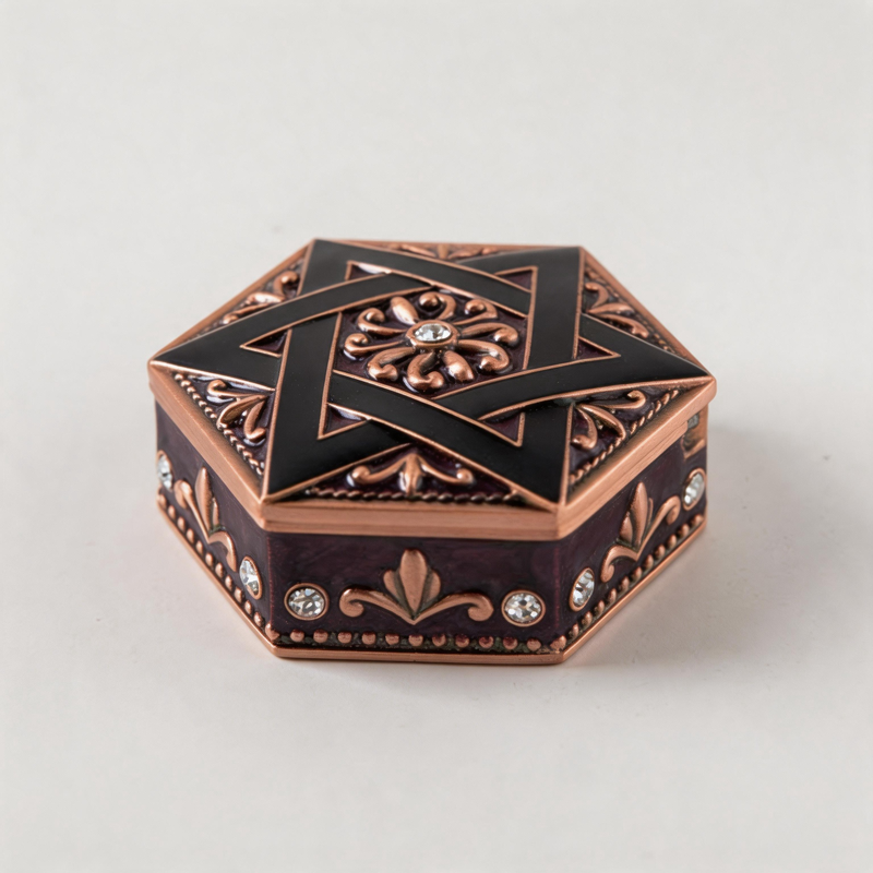 CouldNook Star Motif Metal Jewelry Box - Aesthetic Hexagonal Ring Storage
