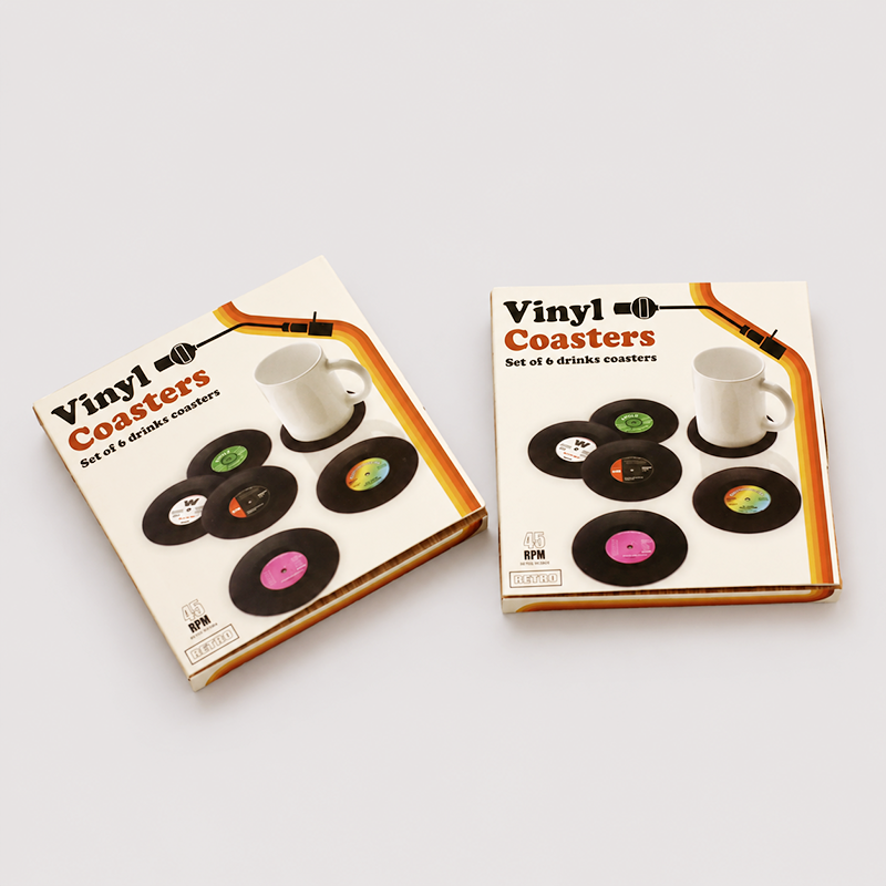 CouldNook Vinyl Record Coasters - Six Piece Drink Mat Set