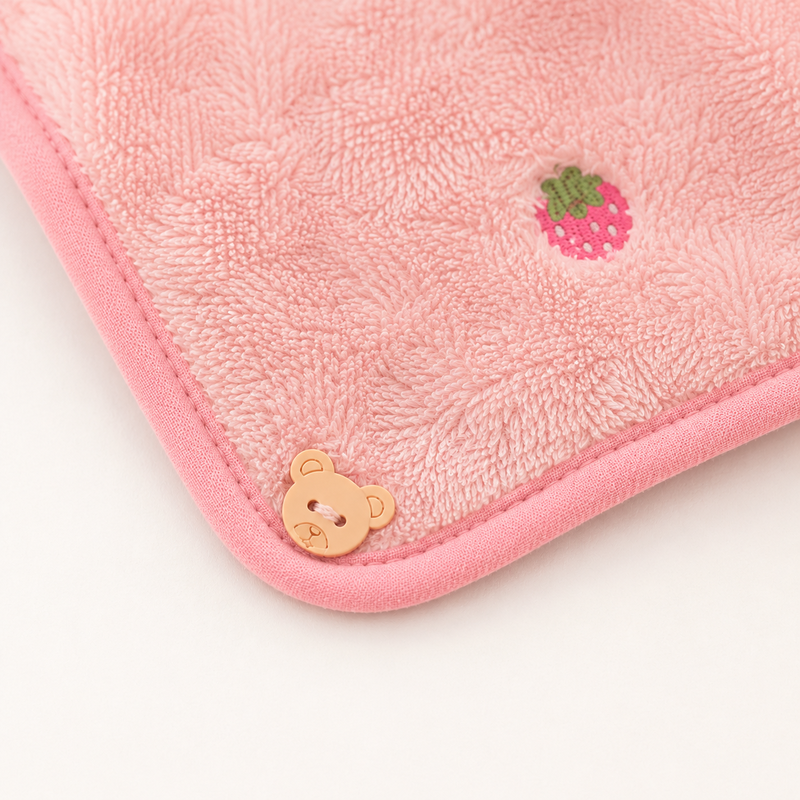 CouldNook Strawberry Embroidered Hair Drying Cap - Soft Double-Layer Microfiber Cap