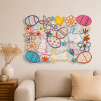 CouldNook Rabbit & Egg Embroidered Mat - Aesthetic Holiday Table Decor