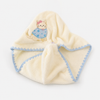 CouldNook Kitten Motif Coral Fleece Hair Cap - Absorbent Soft Drying Cap