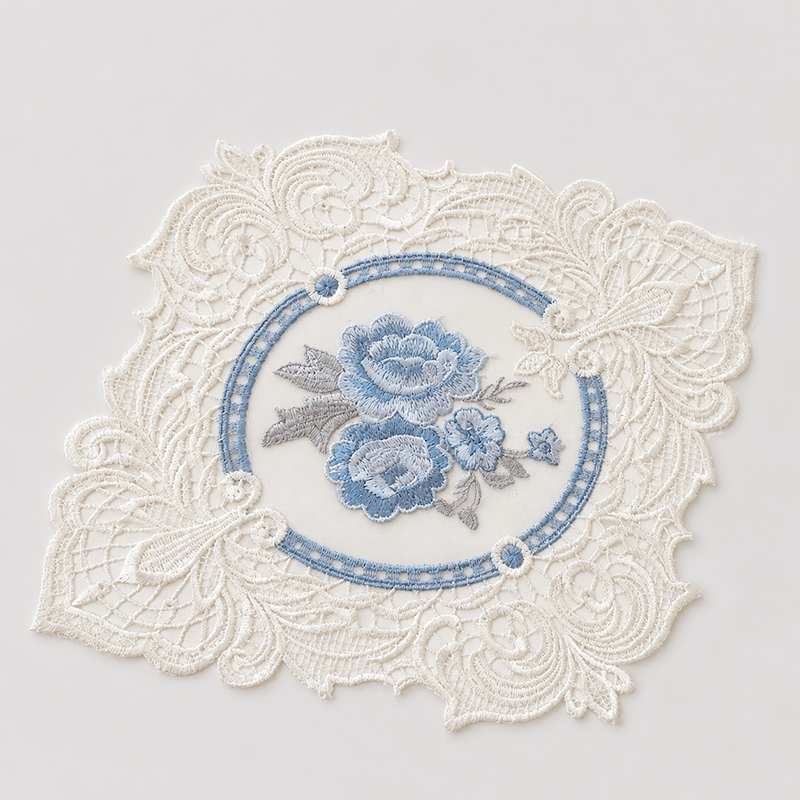 CouldNook 3D Floral Embroidered Mat - Aesthetic Hydrangea Home Decor
