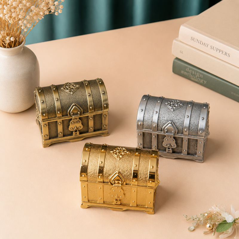 CouldNook Whimsical Chest Jewelry Box - Aesthetic Metallic Storage Chest