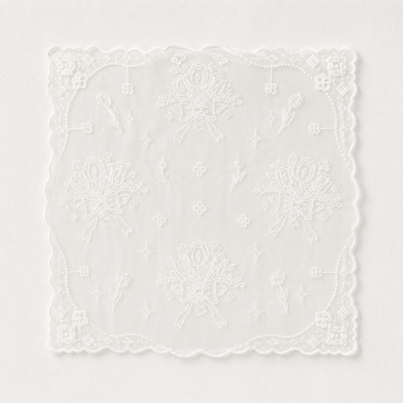 CouldNook Tulip Bouquet Lace Tablecloth - Aesthetic Floral Desk Decor