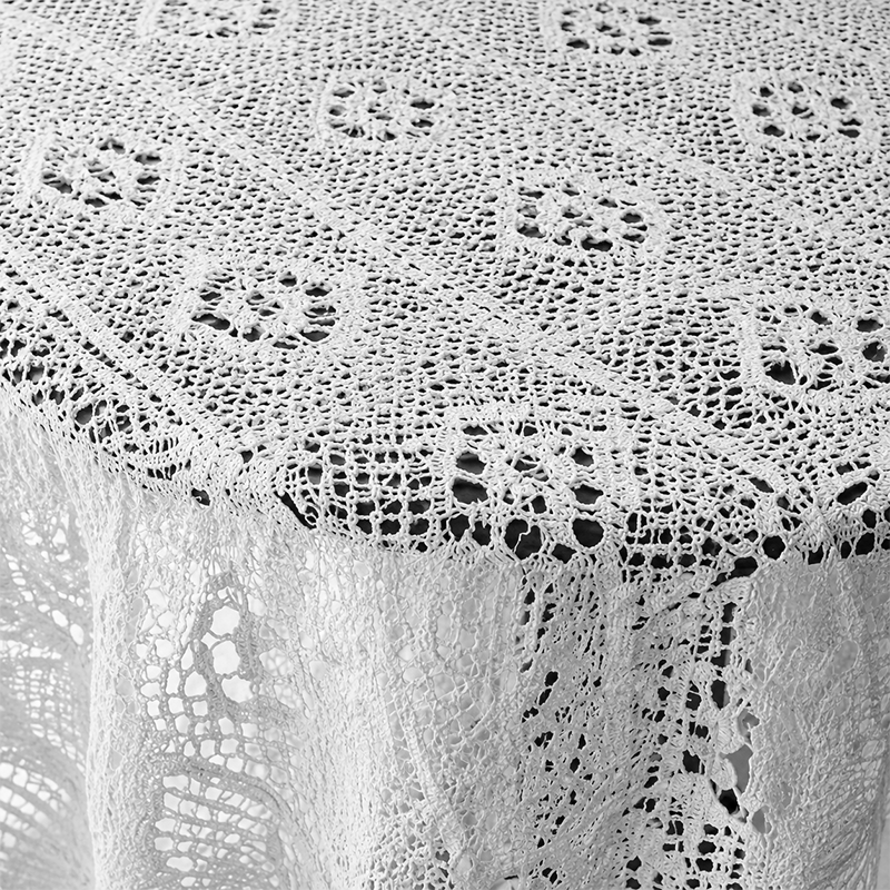 CouldNook Pastoral Crochet Lace Tablecloth - Aesthetic Hollow-Out Desk Mat
