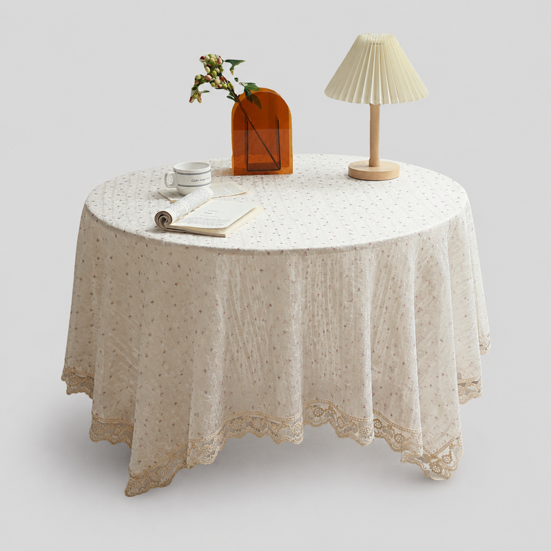 CouldNook French Romantic Rose Tablecloth - Aesthetic Floral Picnic Cloth