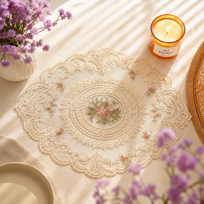 CouldNook Bow Lace Embroidery Mat - Chic Aesthetic Desk Protector