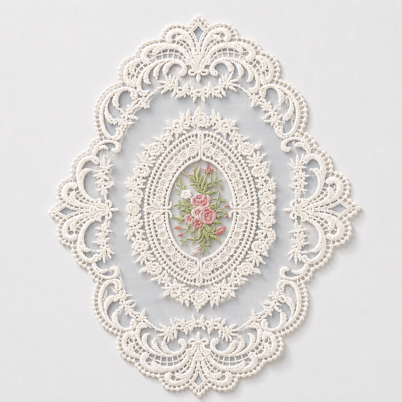 CouldNook Vintage Floral Lace Tablecloth - Aesthetic Embroidered Mesh Mat
