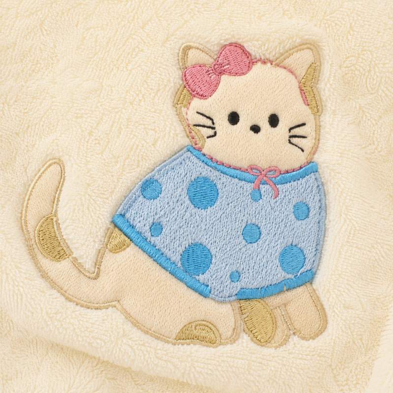 CouldNook Kitten Motif Coral Fleece Hair Cap - Absorbent Soft Drying Cap