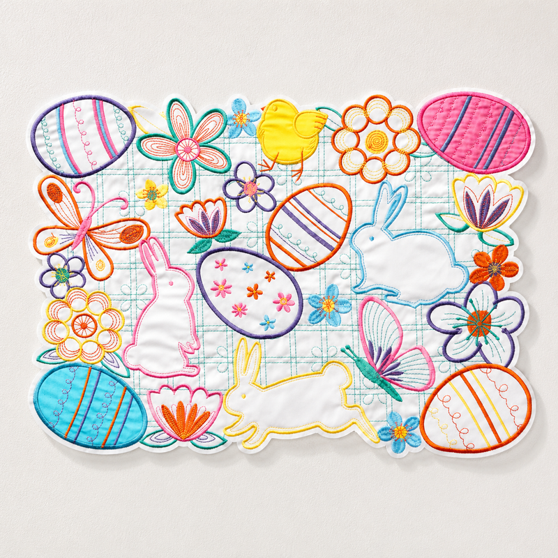 CouldNook Rabbit & Egg Embroidered Mat - Aesthetic Holiday Table Decor