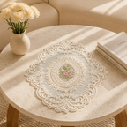 CouldNook Vintage Floral Lace Tablecloth - Aesthetic Embroidered Mesh Mat