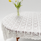 CouldNook Vintage Rose Lattice Tablecloth - Aesthetic Floral Desk Cover
