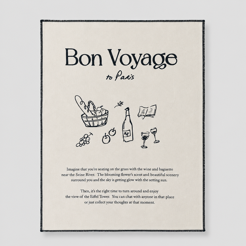 CouldNook Minimalist Cotton Backdrop Cloth - French-Inspired 'BON' Placemat