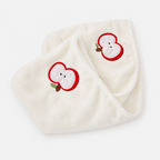 CouldNook Apple Motif Coral Fleece Bath Set - Absorbent Towel & Cap Kit