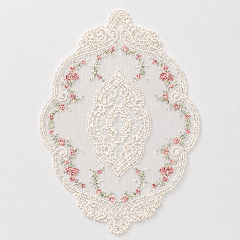 CouldNook Vintage Floral Lace Tablecloth - Aesthetic Embroidered Mesh Mat