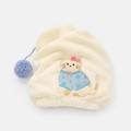 CouldNook Kitten Motif Coral Fleece Hair Cap - Absorbent Soft Drying Cap