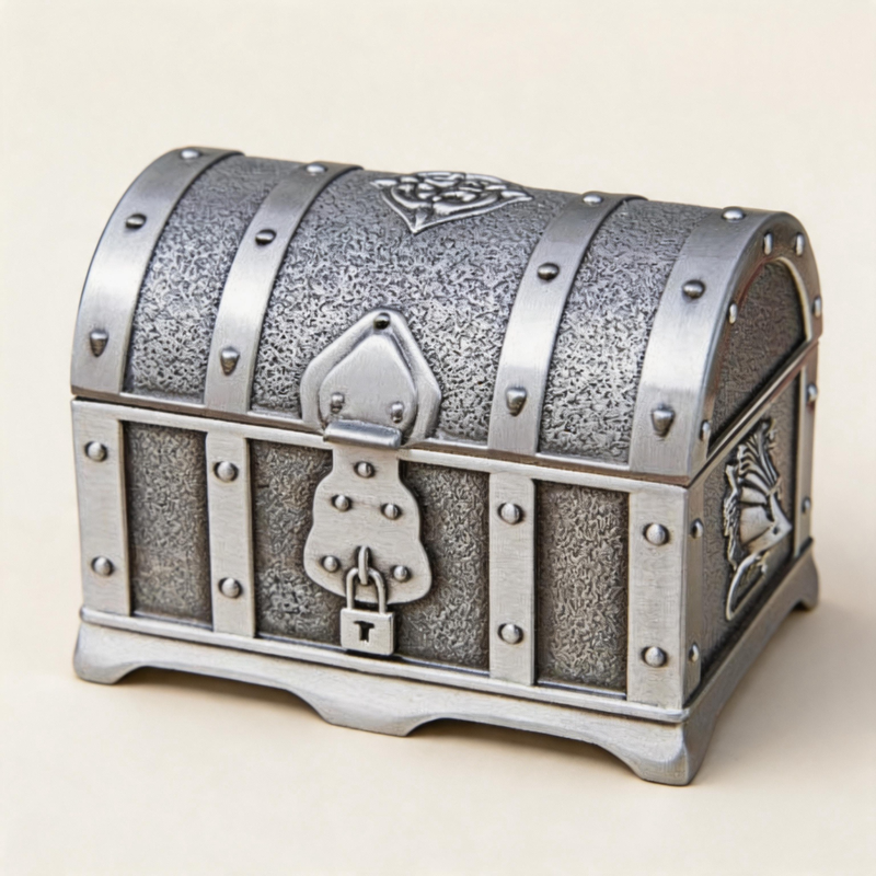 CouldNook Whimsical Chest Jewelry Box - Aesthetic Metallic Storage Chest