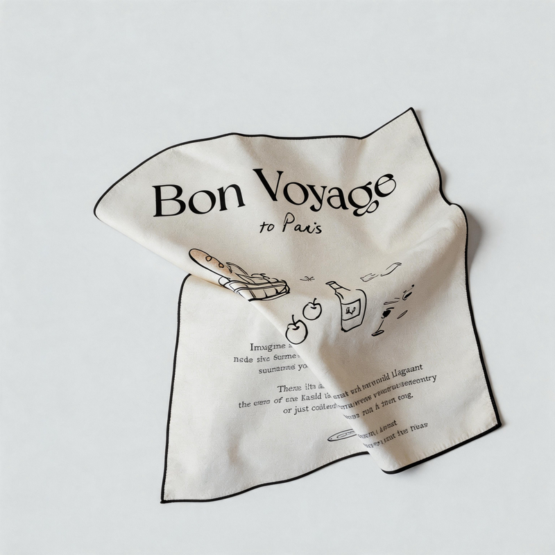 CouldNook Minimalist Cotton Backdrop Cloth - French-Inspired 'BON' Placemat
