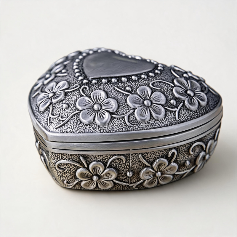CouldNook Romantic Heart Wedding Box - Aesthetic Rose Engraved Ring Case (小胡0602-8ZA7HOB28)