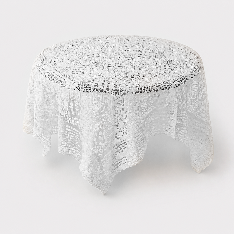 CouldNook Pastoral Crochet Lace Tablecloth - Aesthetic Hollow-Out Desk Mat