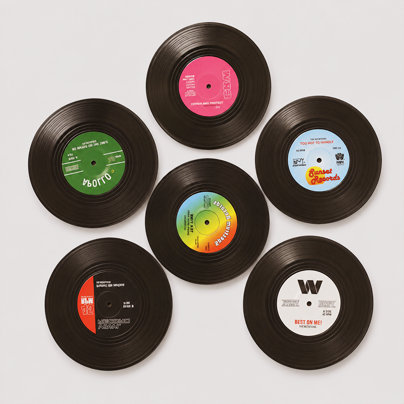 CouldNook Vintage Vinyl Record Coaster 6PCS Set - Aesthetic Anti-Slip Table Mat