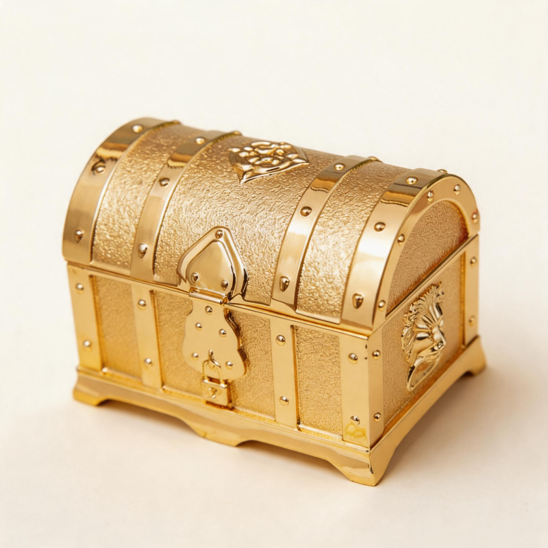CouldNook Whimsical Chest Jewelry Box - Aesthetic Metallic Storage Chest