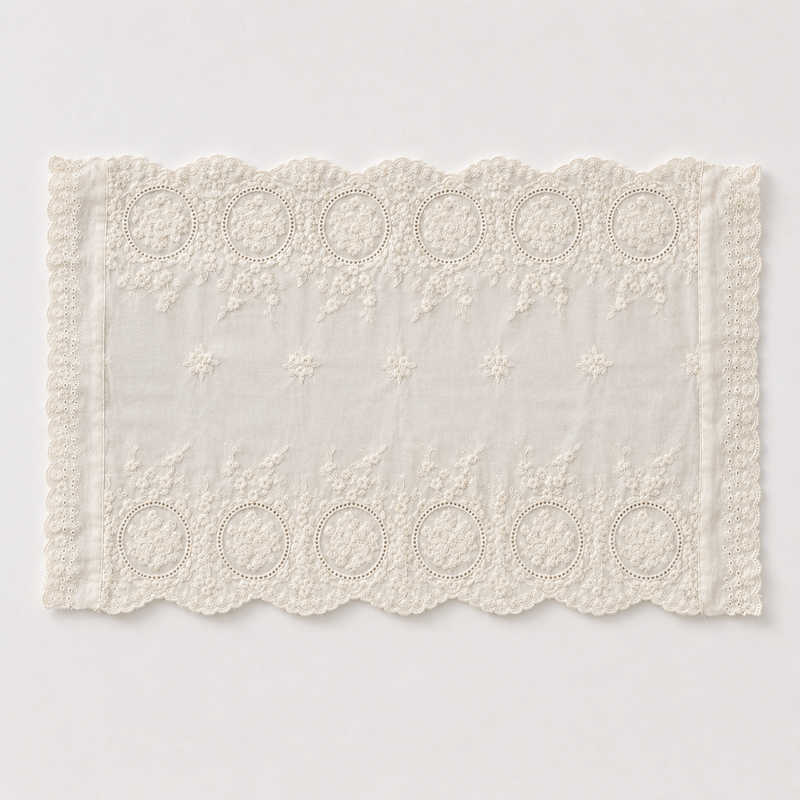 CouldNook French Hollow Embroidery Mat - Aesthetic Cotton Table Organizer